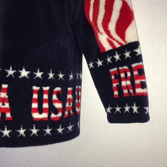 Red White Blue Zip Front USA Fleece Jacket M - Picture 4 of 6
